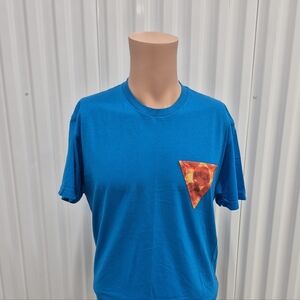 Pizza Pocket Blue Graphic Cotton T-Shirt Medium NWOT